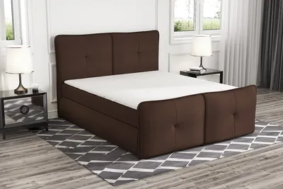 Produktbild von Boxspringbett AXA 180x200 mit 2 Bettkästen, Bonell-Matratze und Topper. Möbel vom Hersteller- Handarbeit! Bett Komplett-Set mit Matratze, Bettkasten & Kopfteil. Modern und robust.