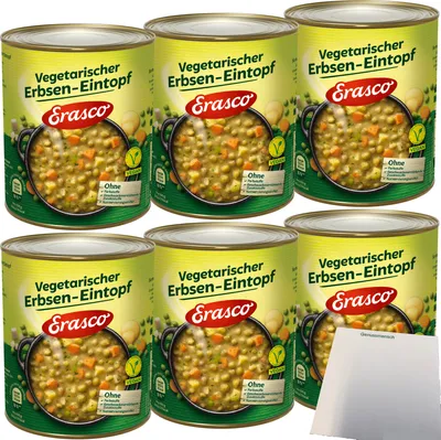 Produktbild von Erasco vegetarischer Erbsen-Eintopf 6er Pack (6x800g Dose) + usy Block