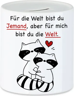 Produktbild von Für Die Welt Bist Du Jemand Aber Für Mich Bist Du Die Welt Spardose Gedicht Liebling Liebe Lieblingsmensch Katze