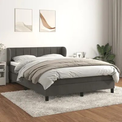 Obrázek produktu pro Box spring postel s matrací tmavě šedý 140 x 190 cm samet, 3127488  HangarStore.cz