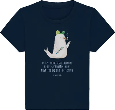 Produktbild von Mr. & Mrs. Panda  T-Shirt Robbe Sherlock 12. - 18. Monat - French Navy - Geschenk, Lustige Sprüche, Babyshirt, Organic Baby Shirt, Oberteil