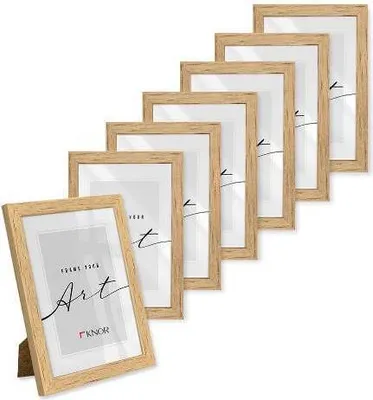 Produktbild von 🖼️KNOR®️ Bilderrahmen 15X21cm Beige, 7er Set Posterrahmen, Bilderrahmen, Fotorahmen, bruchsicheres Acrylglas, Picture Frame 15X21, zum Aufhängen & Aufstellen 🎨Isabella Kollektion