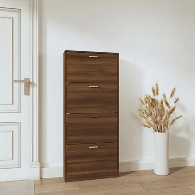 Produktbild von Möbel Schuhschrank Braun Eichen-Optik 59x17x150 cm Holzwerkstoff - Schuhregale 342525