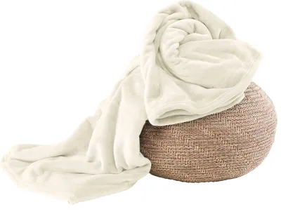 Produktbild von Flanell Kuscheldecke XL - Wollweiss - 220x240 cm Wohndecke Decke Tagesdecke Sofa Überwurf