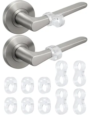 Produktbild von Packung mit 10 Türstopper-Wandschonern, transparenten, unsichtbaren Wandstoppern, selbstklebenden Türgriffschonern
