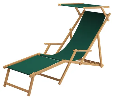 Produktbild von Holz-Liegestuhl, Gartenliege mit viel Zubehör nach Wahl Stofffarbe grün V-10-304N