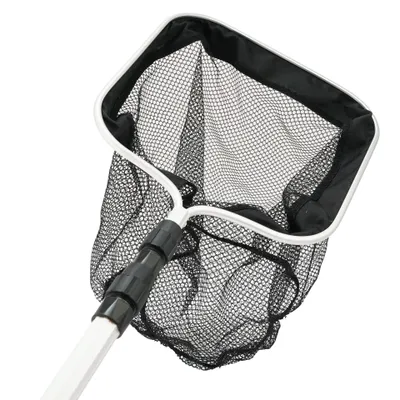 Produktbild von Eurocatch Kescher, Schwimmbad-Teichkescher – robust – Teleskopstiel 1,80 m – 30 x 30 cm – Schwarz