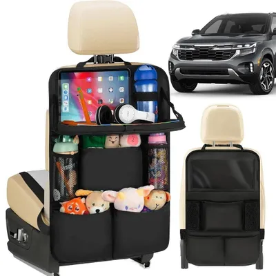 Produktbild von Auto Organizer Kinder mit Klapptisch – Rücksitz Organizer mit Touchscreen-Tabletfach, Wasserdichter Rückenlehnenschutz, passt in die meisten Fahrzeuge