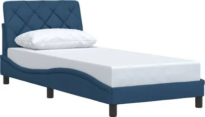 Image de vidaXL Cadre de lit sans matelas bleu 90x200 cm Tissu