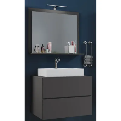 Produktbild von VCM 3-tlg. Waschplatz Waschtisch | Waschbecken Unterschrank Breite 60 cm | Badmöbel Set mit Schubladen Spiegel | Lendas