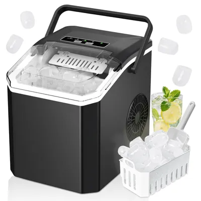 Imagen del producto de Máquina de hacer hielo, produce 9 cubitos en 6 minutos, 14 kg por día, portátil, para uso en la cocina