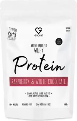 Obrázek produktu pro Goodie Nativní syrovátkový proteinGrassFed - Malina a bílá čokoláda / Native GrassFed Whey protein - 1000 g