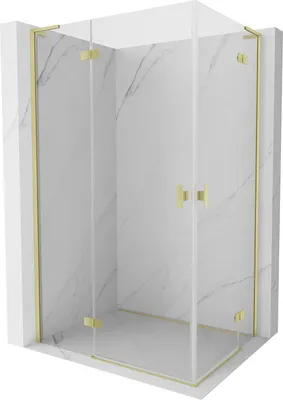 Image de Mexen Mist-H L Duo cabine de douche pivotante 100 x 80 cm, transparent, or brossé - 8A5L-100L-080P-55-00