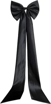 Immagine prodotto di Fiocco in raso nero, 38x130 cm, extra lungo, abito da sposa