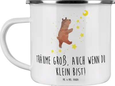 Produktbild von Mr. & Mrs. Panda Teetasse Alleine schlafen lernen - Weiß - Geschenk, becher emaille, Mutmacher, Mut, Zuversicht, Tasse, Produkte, Haferl, Vertrauen, Kaffeepott, Vertrauem