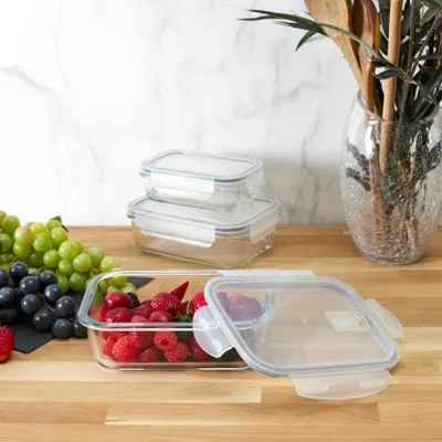Zdjęcie produktu dla Szklane naczynie do piekarnika z hermetyczną pokrywką (opakowanie 3 szt.)