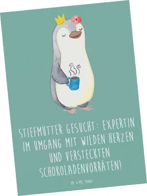 Produktbild von Mr. & Mrs. Panda Postkarte Stiefmutter Expertin - Meeresbrise - Geschenk, Stiefmutter-Beziehung, Liebe, Ansichtskarten, Fürsorge, Familienmitglieder, Grußkarte, bildkarte