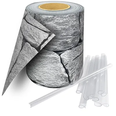 Produktbild von Sichtschutzstreifen inkl. 30 Befestigungsclips Zaunblende 35 m Rolle 19 cm PVC Zaunfolie Windschutz Doppelstabmatten  , Länge:35m;Farbe:Naturstein