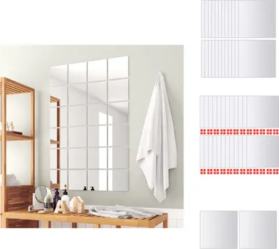 Produktbild von vidaXL 48-tlg. Spiegelfliesen-Set Quadratisch Glas - Spiegel