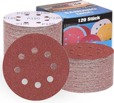 Produktbild von 125mm Schleifschienen 120 Stück runde Schleifpads mit 8 Löchern