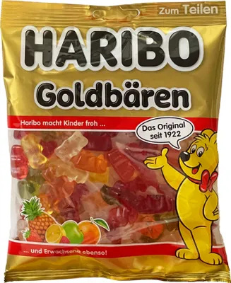 Produktbild von Haribo Goldbären, Gummibärchen, 175 g, 1459 kJ, 343 kcal, 77 g, 46 g
