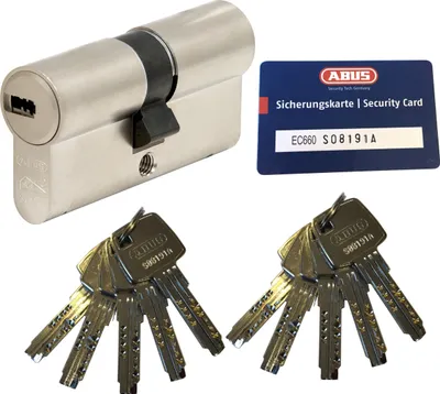 Produktbild von ABUS EC660 Doppelzylinder Länge (a/b) 30/40mm (c=70mm) mit Sicherungskarte und 10 Schlüssel, Not-u. Gefahrenfunktion und SKG** Bohrschutz