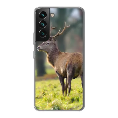 Produktbild von MuchoWow® Handyhülle Schutzhülle Hülle für Samsung Galaxy S22 Rothirsch - Wiese - Grün Silikon Softcase Handy Hülle - Mobiltelefonhülle