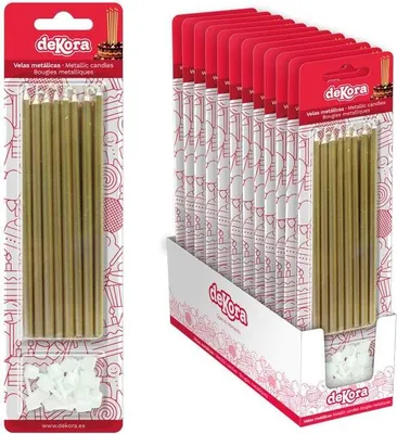 Produktbild von Tortenkerzen Gold mit Ausschnitt 13cm 16St