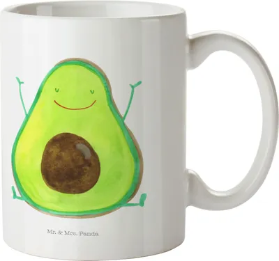 Produktbild von Mr. & Mrs. Panda Mehrwegbecher Avocado Glücklich - Weiß - Geschenk, Freude, Kinderbecher, Gesund, Trinklernbecher, Chaos, Plastikbecher, Frucht, Kindertasse, Pott