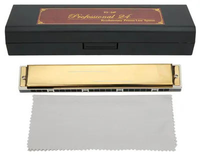 Produktbild von 24-Loch Tremolo Mundharmonika Harfe Blasmusikinstrument für Anfänger Kinder GeschenkGold A