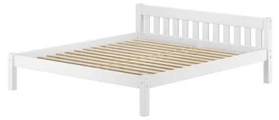 Produktbild von Weißes Doppelbett 180x200 Massivholzbett Kiefer massiv mit wählbarem Zubehör V-60.38-18WRollrost inkl.