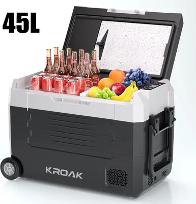 Zdjęcie produktu dla Przenośna lodówka samochodowa/zamrażarka – standardowa lodówka kompresorowa o pojemności 45 l – dwustrefowa – 12/24 V DC i 240 V AC – kółka – zakres temperatur od -20° do +20° – kemping