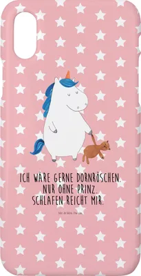 Produktbild von Mr. & Mrs. Panda Iphone 10 Handyhülle Einhorn Teddy - Rot Pastell - Geschenk, Handy, Single, Gute Nacht, X, Freundin, Unicorn, Cover, Einhörner, Bett, Hülle