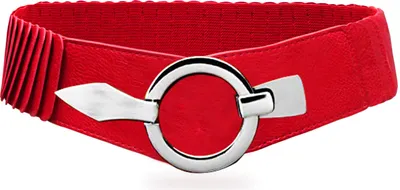 Produktbild von Glamexx24 Damen Taillengürtel Elastischer gürtel 6cm breiter Hüftgürtel silberner Ring Rot-Farbe: Rot -Größe: 85cm ( Taillenweite 76-108cm )