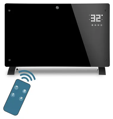 Produktbild von Ikodm Elektroheizung 2000W Schwarz Glasheizung mit WiFi App & Fernbedienung, 24h Timer, Thermostat, IP24, Wand- & Standmontage