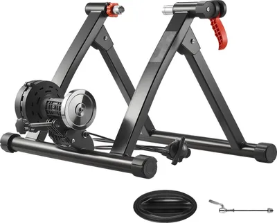 Produktbild von Fahrrad Rollentrainer - Magnetischer Radtrainer - Kompatibel mit 660–737 mm/700C Rädern - 6-Stufiger Widerstand - Faltbar - Mit Schnellspanner - Vorderradunterlage - Schwarz