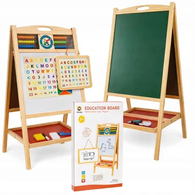 Zdjęcie produktu dla Tablica Magnetyczna Kredowa Dwustronna Liczydło Edukacyjna Stojąca 3w1