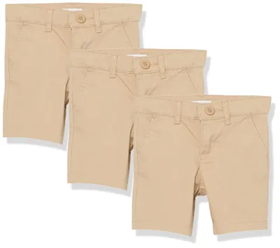 Productafbeelding van A. Essentials meisjes schooluniform korte broek voor kinderen, 3-pack, khaki bruin, maat 5 (slim fit)