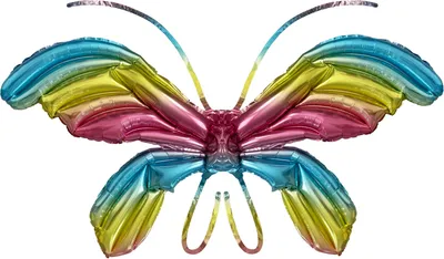 Produktbild von Oblique Unique Folien Luftballon Schmetterling Flügel XXL Ballon zum Umbinden für Kinder Geburtstag Fasching Karneval - bunt