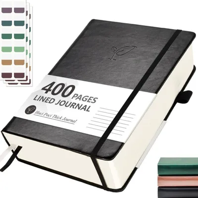 Immagine prodotto di Quaderno A5 con copertina rigida, 400 pagine, carta da 100 g/m², colore nero