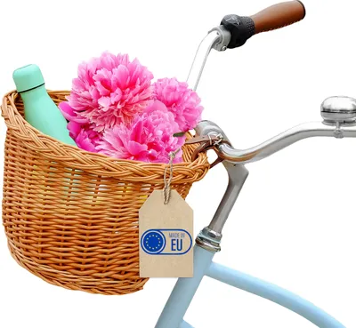 Immagine prodotto di Creative Home Cestino da Bicicletta in Vimini | Naturale Salice 36 x 29 x 23cm | Cestino Intrecciato a Mano | Cestino Anteriore da Montare con Cinghie
