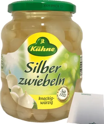 Produktbild von Kühne Silberzwiebeln in pikantem Aufguss 1er Pack (1x330g Glas) + usy Block