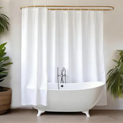 Produktbild von Weißer, schimmelresistenter Duschvorhang 240 x 180 cm für das Badezimmer, extra breiter, wasserabweisender Duschvorhang für die Badewanne, ideal als Raumteiler, Breite 240 x Höhe 180 cm