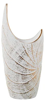 Keramik-Vase, weiß-gold, 24x13x50 cm