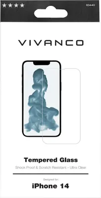 Produktbild von ViVanco™2D, Apple, iPhone 14, Schmutzabweisend, Schlagfest, Kratzresistent, Splitterfrei, Transparent, 1 Stück(e)