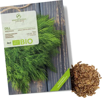 Produktbild von Dill Samen - Küchenkräuter Saatgut aus biologischem Anbau ideal für den heimischen Kräutergarten, Balkon & Garten (350 Korn)