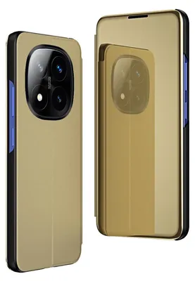 Image de Étui Smart Cover avec fonction Wake UP pour Xiaomi Redmi Note 14 Pro Plus 5G, miroir, couleur or