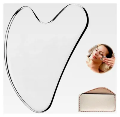 Produktbild von Gua Sha Edelstahl, Gesichtswerkzeug zur Formung der Kieferpartie und Reduzierung von Schwellungen, Hautpflege Geschenk (Silber)