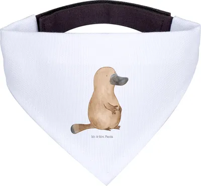 Produktbild von Mr. & Mrs. Panda Halstuch Hund Schnabeltier Mut - Weiß - Geschenk, Tuch, Meer, Hunde-Bandana, Für Hunde, mutig, Lebensweisheit, Training, Arbeit, Hundehalstuch