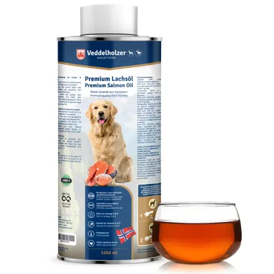 Produktbild von Lachsöl für Hunde 1 Liter in recycelbarer Weißblechdose Ideale Fellpflege Gut für Knochen & Immunsystem Mit Omega3 Fettsäuren & Vitamin E Maximale Nachhaltigkeit für Hund Pferd & Umwelt